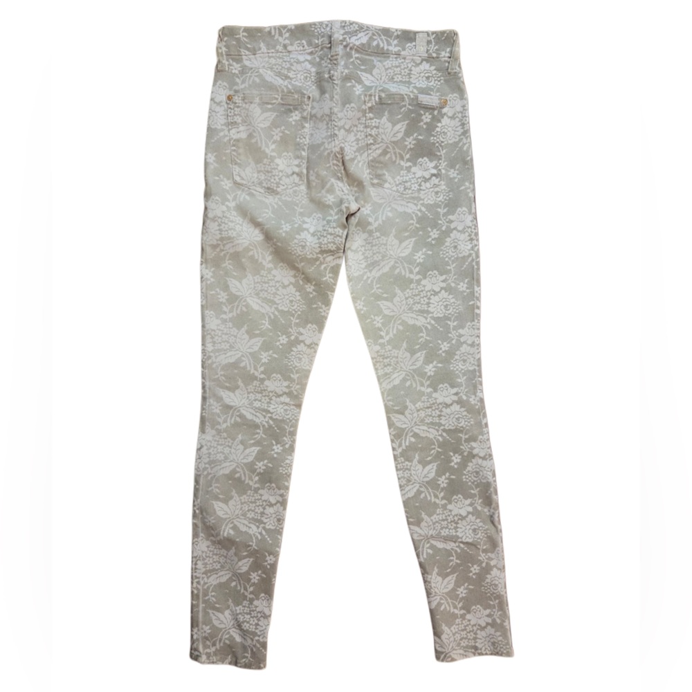 7 For All Mankind Floral Spray Skinny Jeans - Light Gray - Picture 2 of 9